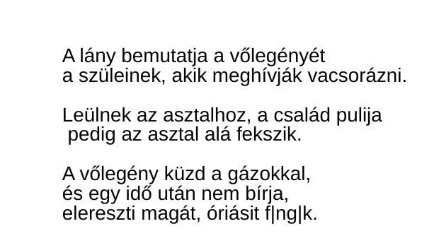 Vicc: A lány bemutatja a szüleinek a vőlegényét, akik meghívják vacsorázni –  … kattints a folytatásért