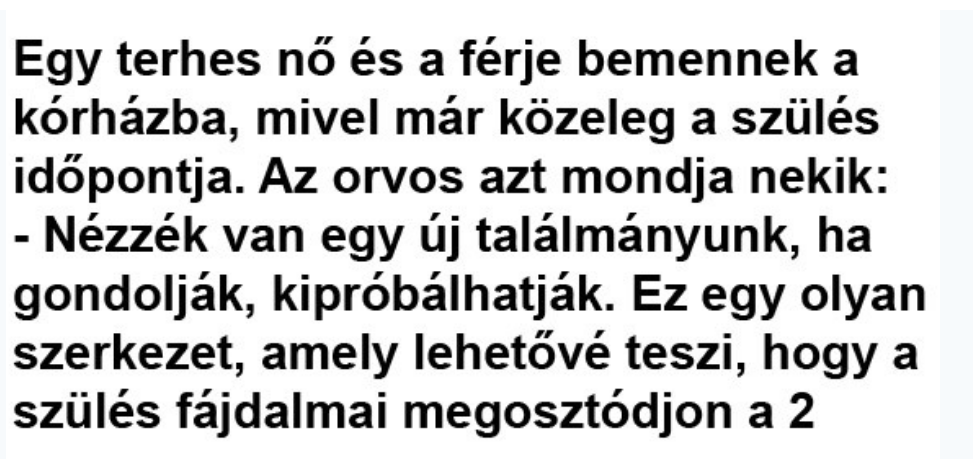 Vicc: Egy terhes nő és a férje bemennek a kórházba –  … kattints a folytatásért