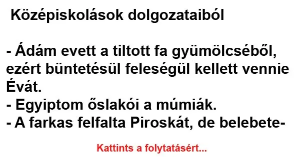 Vicc: Középiskolások dolgozataiból…