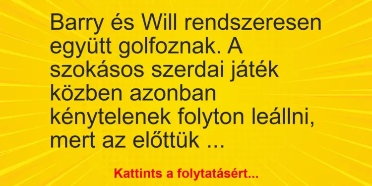 Vicc: Barry és Will rendszeresen együtt golfoznak. A szokásos szerdai játék közben…