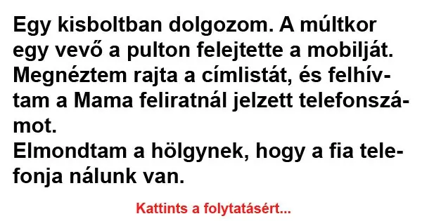 Vicc: Egy kisboltban dolgozom…