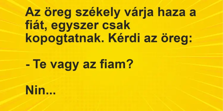 Vicc: Az öreg székely várja haza a fiát, egyszer csak kopogtatnak. Kérdi az…