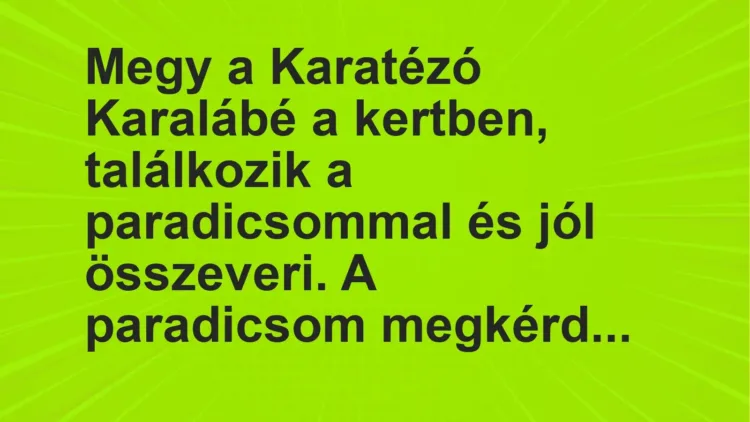 Vicc: Megy a Karatézó Karalábé a kertben, találkozik a paradicsommal és jól összeveri….