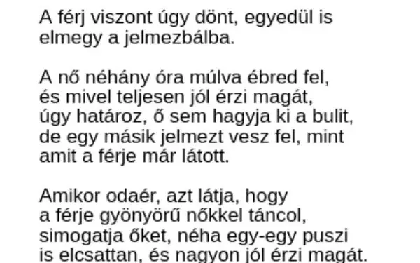 Vicc: A házaspár jelmezbálba készül…