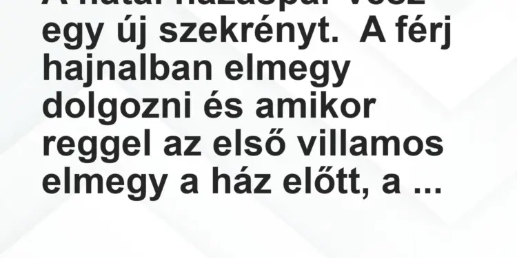 Vicc: A fiatal házaspár vesz egy új szekrényt.A férj hajnalban elmegy dolgozni…