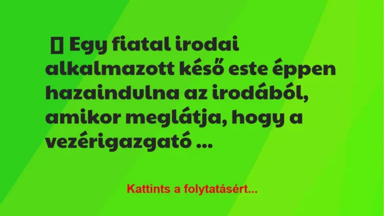 Vicc: Egy fiatal irodai alkalmazott késő este…