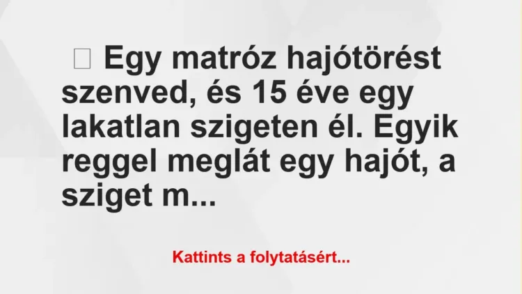 Vicc: Egy matróz hajótörést szenved…