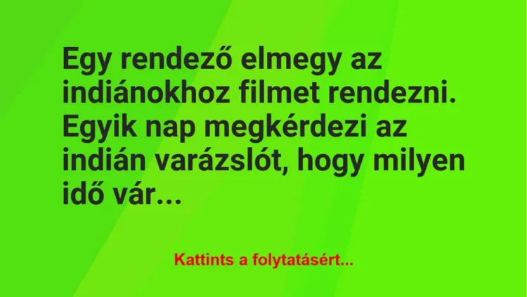 Vicc: Egy rendező elmegy az indiánokhoz filmet rendezni. Egyik nap…