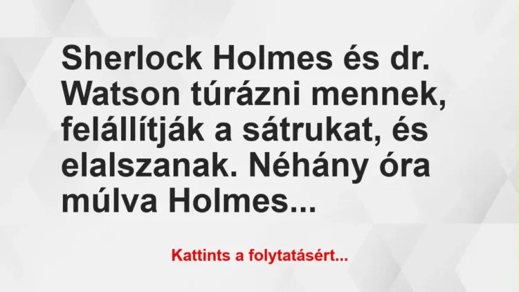 Vicc: Sherlock Holmes és dr. Watson túrázni mennek, felállítják a sátrukat, és…