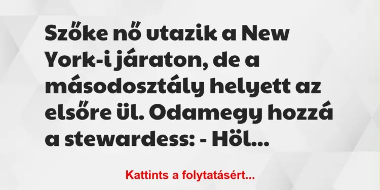 Vicc: Szőke nő utazik a New York-i járaton, de a másodosztály helyett az elsőre ül….