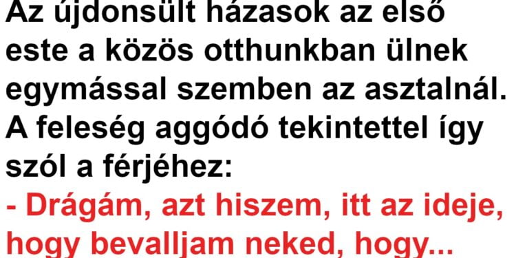 Vicc: A feleség az esküvő után színt vall a férjének