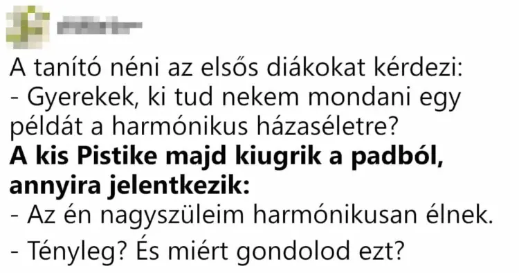 Vicc: A tanító néni az elsős diákokat kérdezi