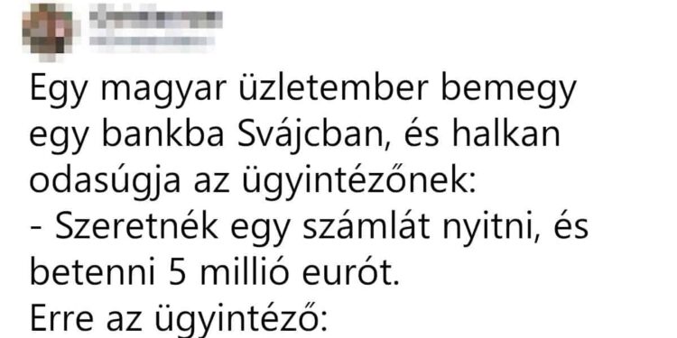 Vicc: Egy magyar üzletember bemegy egy bankba