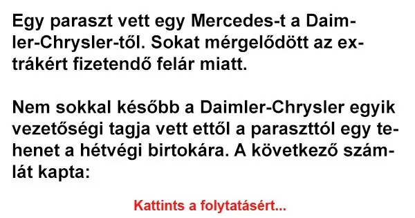 Vicc: Egy paraszt vett egy Mercedes-t