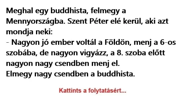 Vicc: Meghal egy buddhista, felmegy a Mennyországba. Szent Péter elé kerül,…