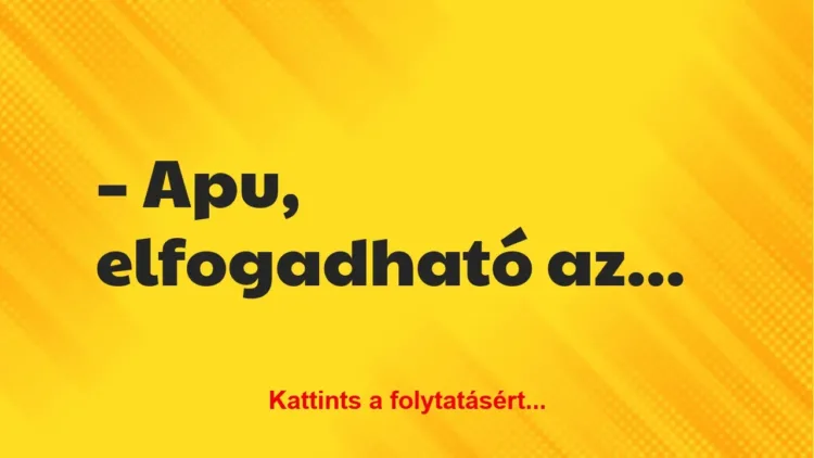 Vicc: Apu, elfogadható az, hogy mikor mi fiúk összejövünk