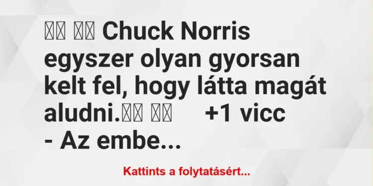 Vicc:
Chuck Norris egyszer olyan gyorsan kelt fel, hogy…