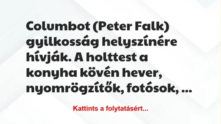 Vicc: Columbot (Peter Falk) gyilkosság helyszínére hívják. A holttest a…