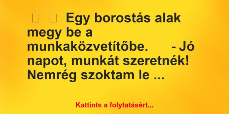 Vicc:
Egy borostás alak megy be a…