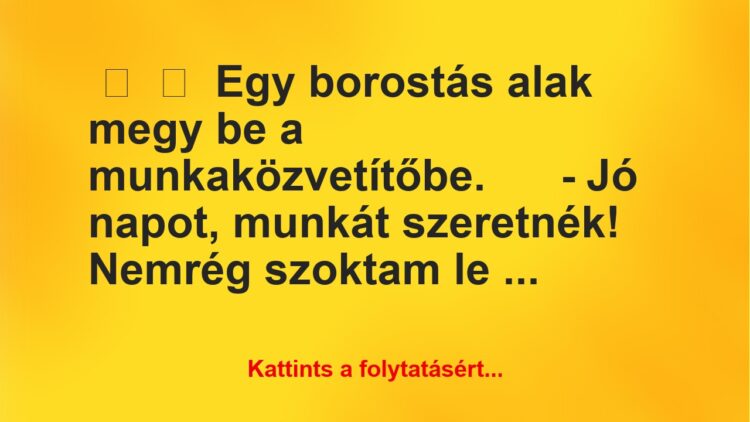 Vicc:
Egy borostás alak megy be a…