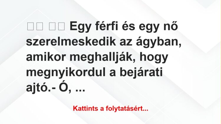 Vicc:
Egy férfi és egy nő szerelmeskedik az ágyban,…