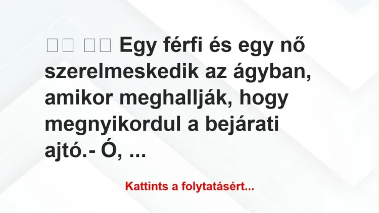 Vicc: 
		  
		  Egy férfi és egy nő szerelmeskedik az ágyban,…