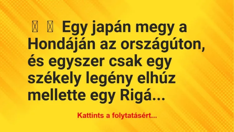 Vicc: 
	    	    Egy japán megy a Hondáján az országúton, és egyszer csak…