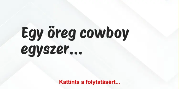 Vicc: Egy öreg cowboy egyszer azt tanácsolta az unokájának