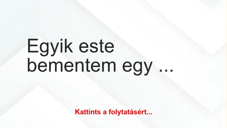 Vicc: Egyik este bementem egy bárba