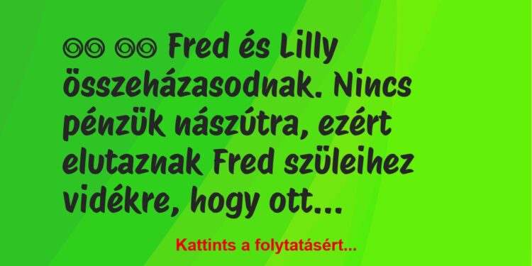 Vicc:
Fred és Lilly összeházasodnak. Nincs pénzük…