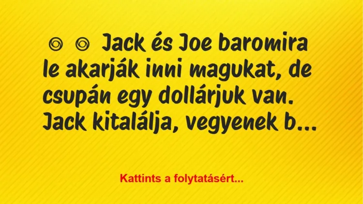 Vicc:
Jack és Joe baromira le akarják inni magukat, de csupán egy…