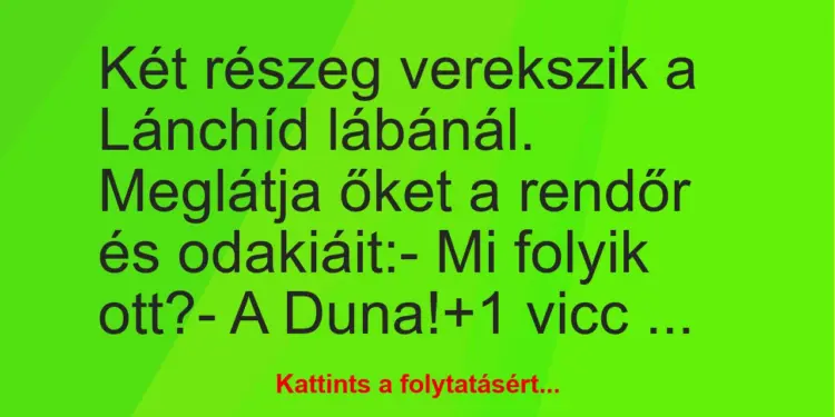 Vicc: Két részeg verekszik a Lánchíd lábánál. Meglátja őket a rendőr és…