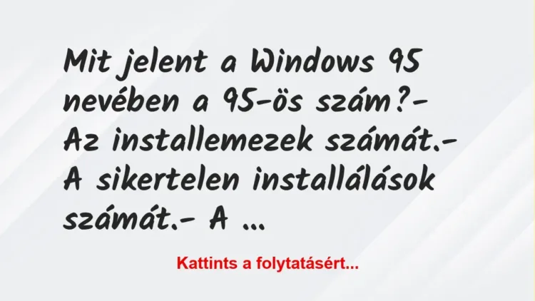 Vicc: Mit jelent a Windows 95 nevében a 95-ös szám?

– Az installemezek…