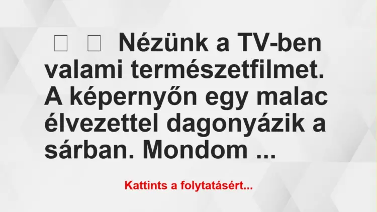 Vicc:
Nézünk a TV-ben valami természetfilmet. A képernyőn egy…