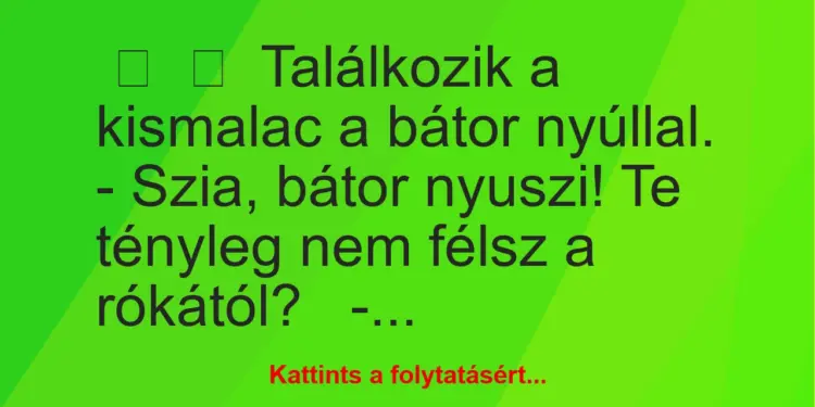 Vicc:
Találkozik a kismalac a bátor nyúllal.– Szia, bátor…