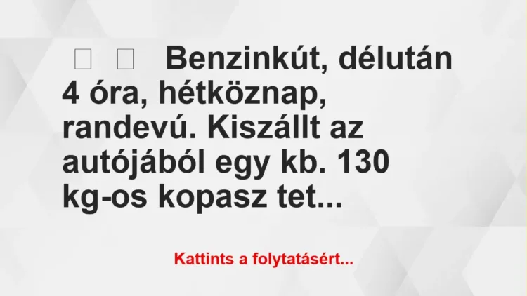 Vicces történet: 
	    	    


Benzinkút, délután 4 óra, hétköznap, randevú….