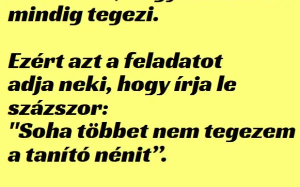 Vicc: A tanító néninek elege lesz abból, hogy Móricka mindig tegezi