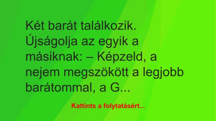 Vicc: A nejem megszökött a legjobb barátommal, a Gézával –