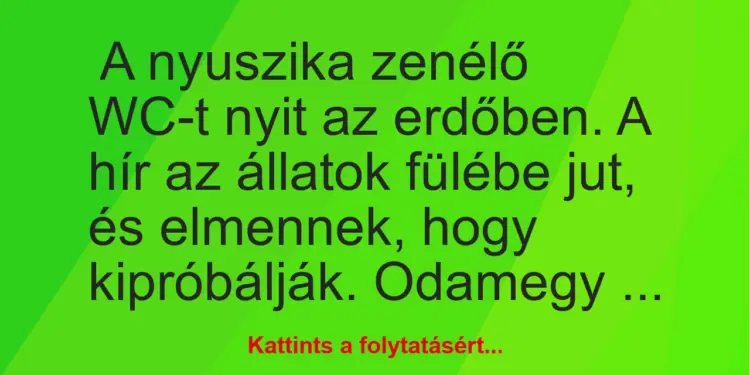 Vicc: A nyuszika zenélő WC-t nyit az erdőben. A hír az állatok fülébe jut,…