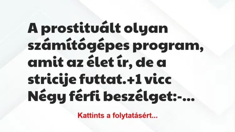 Vicc: A prostituált olyan számítógépes program, amit az élet ír, de a…