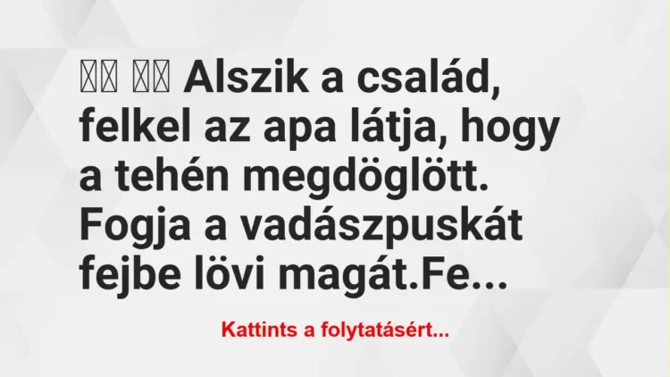 Vicc:
Alszik a család, felkel az apa látja, hogy a…