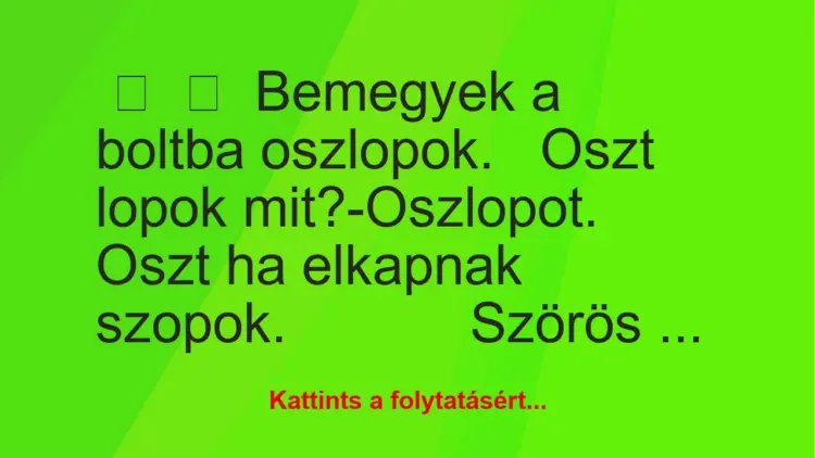 Vicc:
Bemegyek a boltba oszlopok.Oszt lopok…