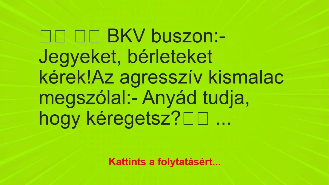 Vicc: 
		  
		  BKV buszon:- Jegyeket, bérleteket…