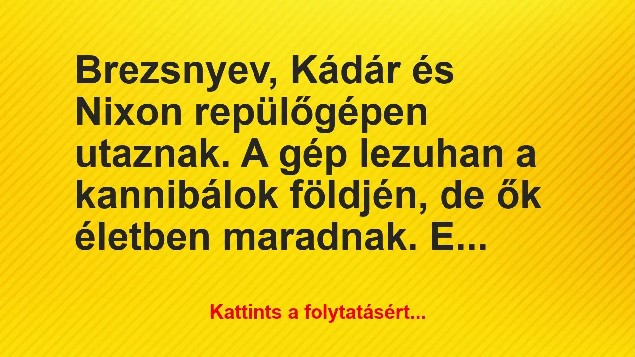 Vicc: Brezsnyev, Kádár és Nixon repülőgépen utaznak. A gép lezuhan a…