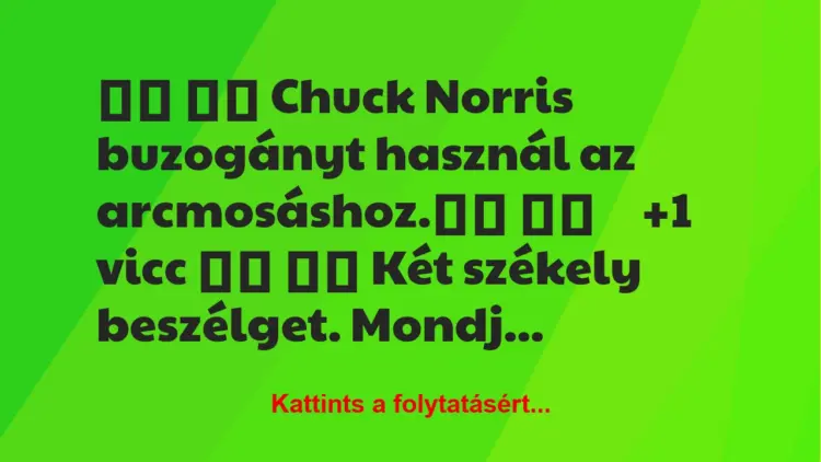 Vicc:
Chuck Norris buzogányt használ az arcmosáshoz.