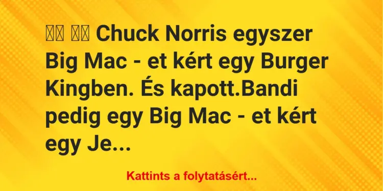 Vicc:
Chuck Norris egyszer Big Mac – et kért egy Burger…