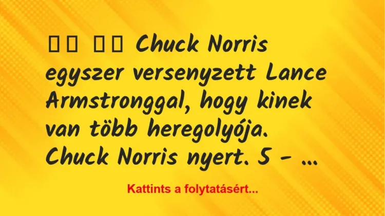 Vicc: 
		  
		  Chuck Norris egyszer versenyzett Lance…