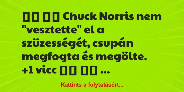 Vicc:
Chuck Norris nem “vesztette” el a szüzességét,…