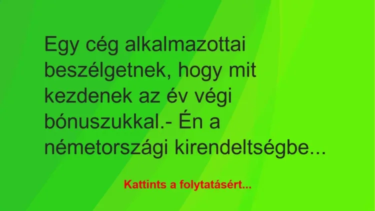 Vicc: Egy cég alkalmazottai beszélgetnek, hogy mit kezdenek az év végi…