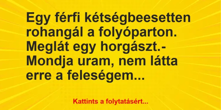 Vicc: Egy férfi kétségbeesetten rohangál a folyóparton. Meglát egy…